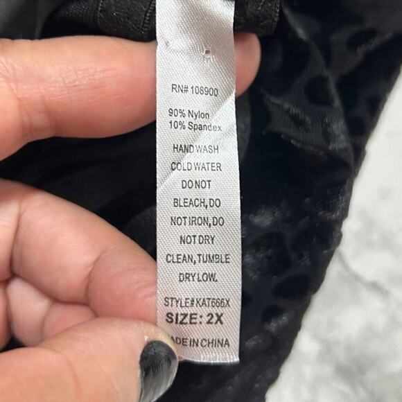 Castle Women's V Neck Leopard Black High Cut Underwire Bodysuit 2X Lingerie NWT - Picture 7 of 9